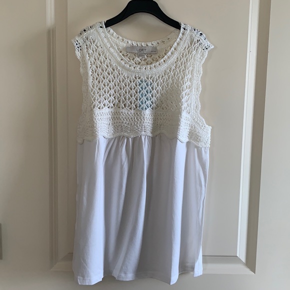 Loft Tank Top, Crochet Detail, White, XXS - Picture 1 of 4